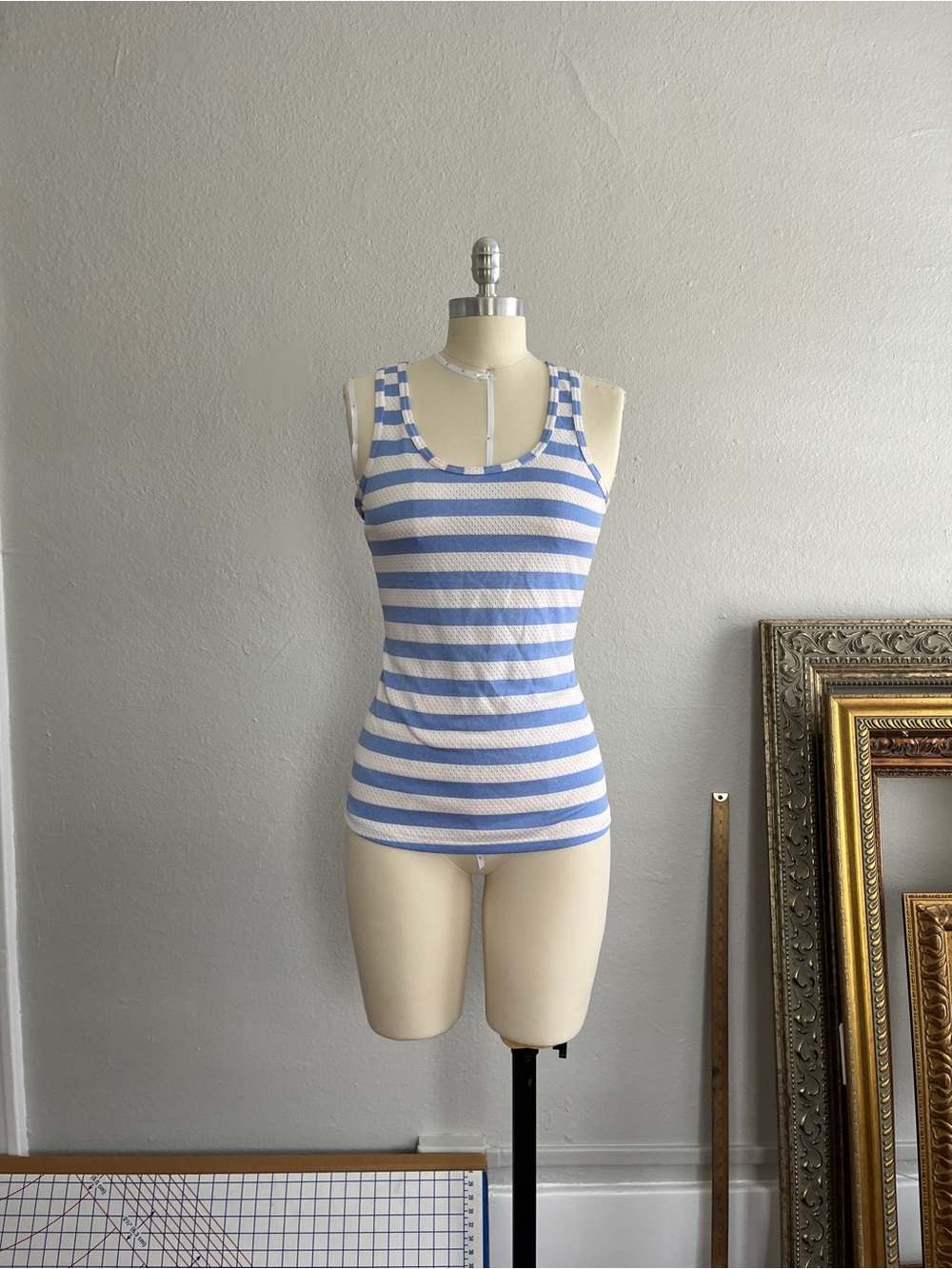 Marika Blue and White Striped Tank Top
